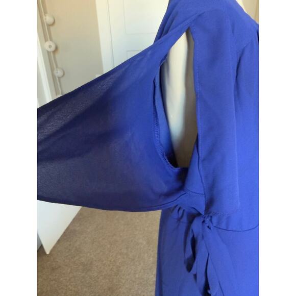 Lulus Rise to the Occasion Royal Blue Wrap Dress Midi Size M - Picture 9 of 9